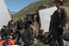 Sur le plateau du film Belle et Sébastien