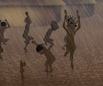 Une scène du film Kirikou et les hommes et les femmes