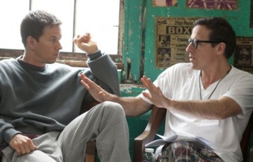 Mark Wahlberg et David O. Russell sur le plateau de The Fighter