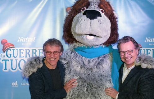 Jean-François Pouliot et François Brisson sur le tapis rouge de la première de La guerre des tuques à Montréal