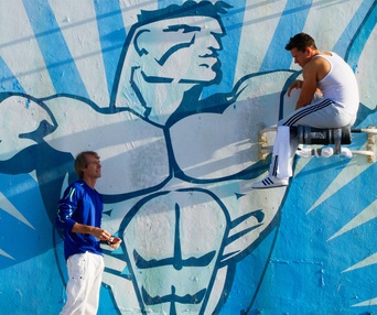 Sur le plateau du film Pain and Gain
