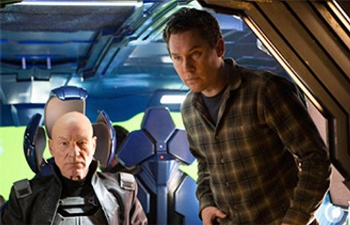Bryan Singer et Patrick Stewart sur le plateau de X-Men: Days of Future Past