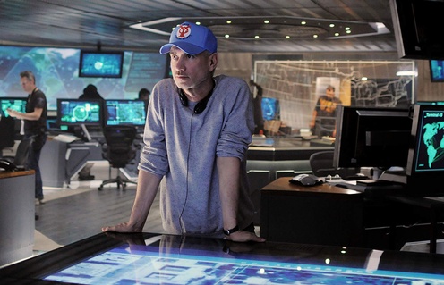 Roland Emmerich sur le plateau du film White House Down