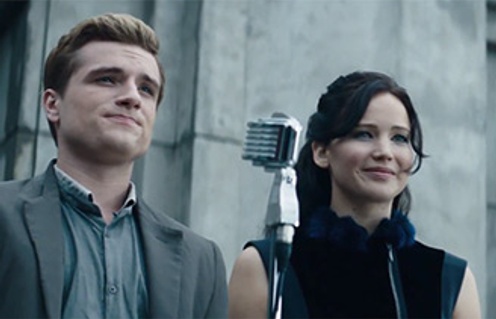 Jennifer Lawrence et Josh Hutcherson dans The Hunger Games: Catching Fire
