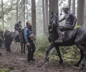 Sur le plateau du film Dawn of the Planet of the Apes