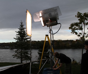 Sur le plateau du film La Sacrée