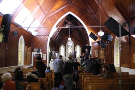 Sur le plateau du film La Sacrée