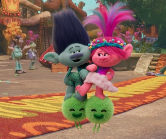 Une scène du film Trolls Band Together
