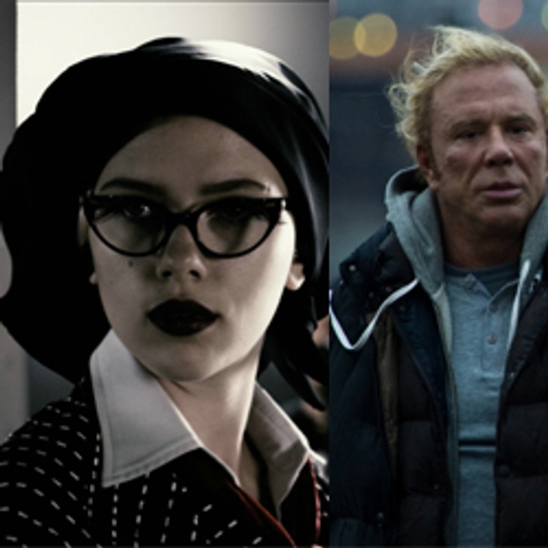 Scarlett Johansson dans The Spirit et Mickey Rourke dans The Wrestler