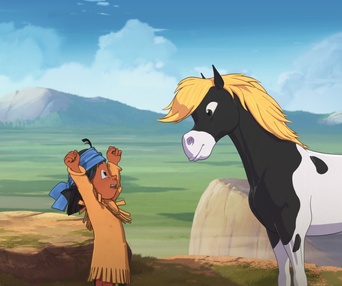 Une scène du film Yakari, la grande aventure