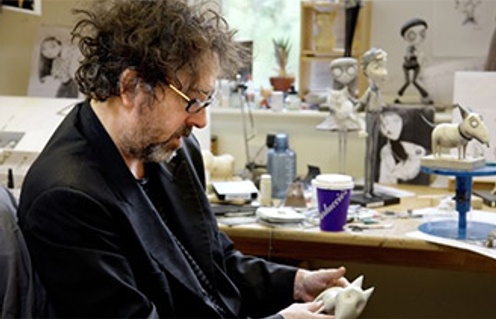Tim Burton sur le plateau de Frankenweenie
