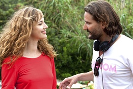 Sur le plateau du film L'amour dure trois ans