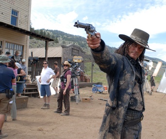 Sur le plateau du film Gunless
