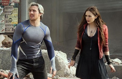 Elizabeth Olsen et Aaron Taylor-Johnson dans Avengers: Age of Ultron