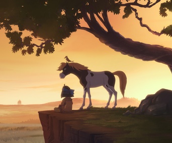 Une scène du film Yakari, la grande aventure
