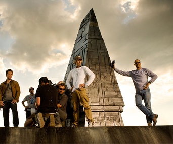 Sur le plateau du film Transformers: Age of Extinction