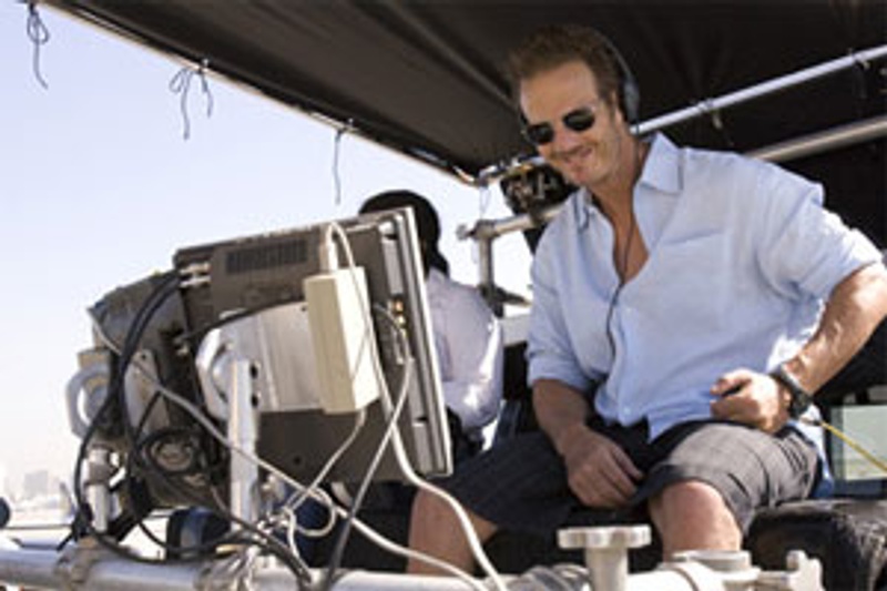 Peter Berg sur le pleateau du film Hancock