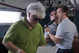 Sur le plateau du film Les amants passagers