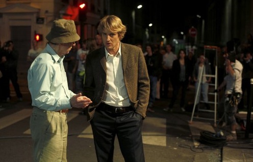 Woody Allen et Owen Wilson sur le plateau de Midnight in Paris