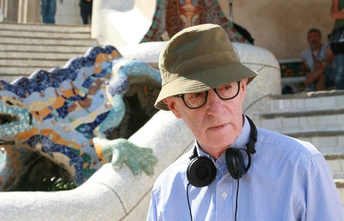 Woody Allen sur le plateau du film Vicky Cristina Barcelona
