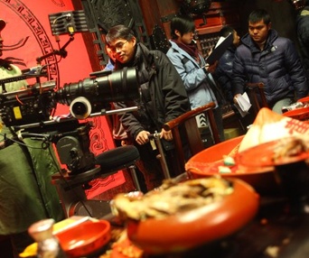 Sur le plateau du film The Man with the Iron Fists