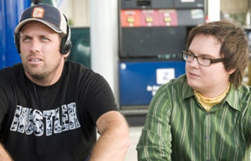 Sean Anders et Clark Duke sur le plateau de Sex Drive