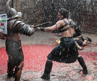 Sur le plateau du film Pompeii