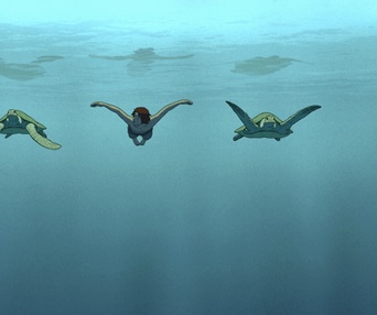 Une scène du film La tortue rouge