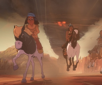 Une scène du film Yakari, la grande aventure
