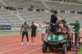 Sur le plateau du film La ligne droite