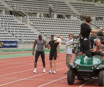 Sur le plateau du film La ligne droite