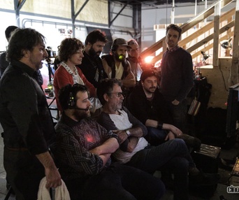 Sur le plateau du film Le problème d'infiltration