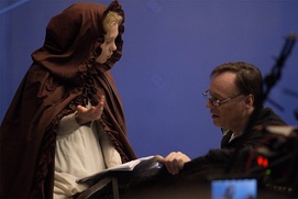 Sur le plateau du film La Belle et La Bête