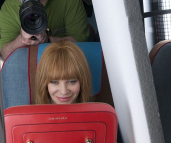 Sur le plateau du film Les amants passagers