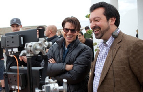 James Mangold (droite) et Tom Cruise sur le plateau de Knight & Day