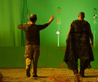 Sur le plateau du film Riddick