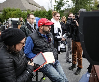 Sur le plateau du film Le mirage