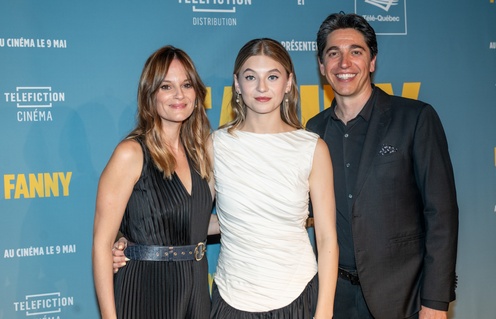 Stéphanie Lapointe, Milya Corbeil Gauvreau et Yan England sur le tapis rouge du film Fanny